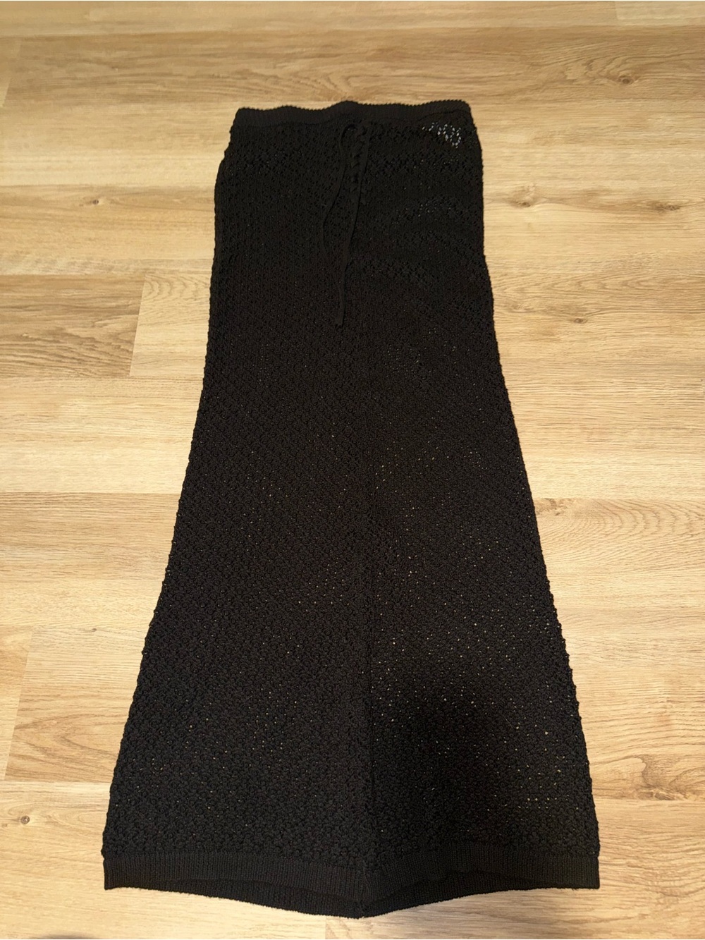 Black Knit Maxi Skirt - Elegant Drawstring Waist